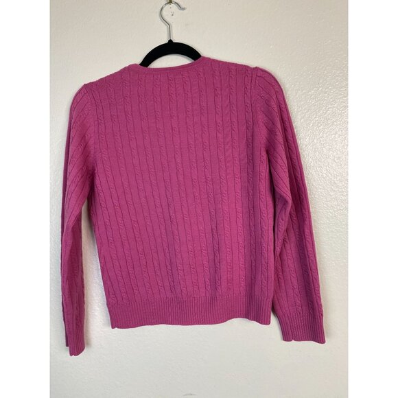 Petite Sophisticate Italian Merino Wool Pink Cable Knit Cardigan Sweater Small - Picture 2 of 16